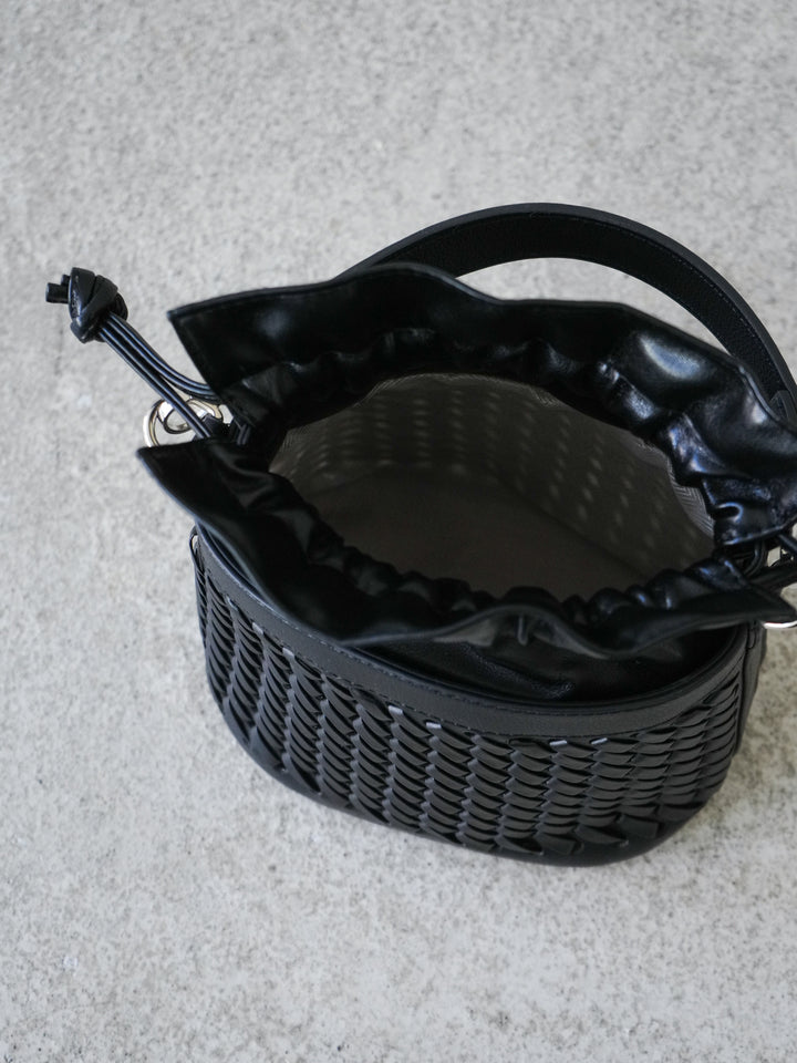 [予約]編み込みバケツショルダーBAG /ブラック