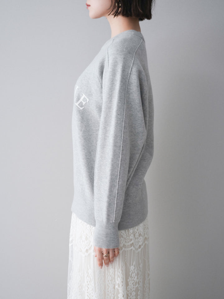 [予約]半ラバープリントロゴスウェットライクニットプルオーバー/mokugray