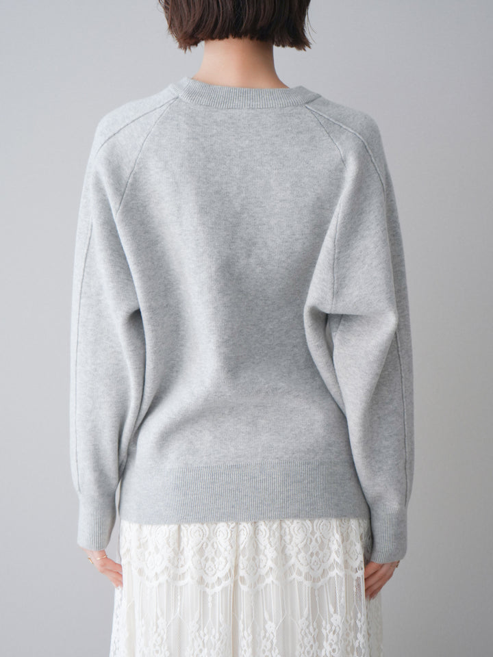 [予約]半ラバープリントロゴスウェットライクニットプルオーバー/mokugray