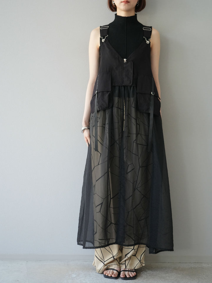 [予約]タクティカルベストオーガンザワンピース/ブラック