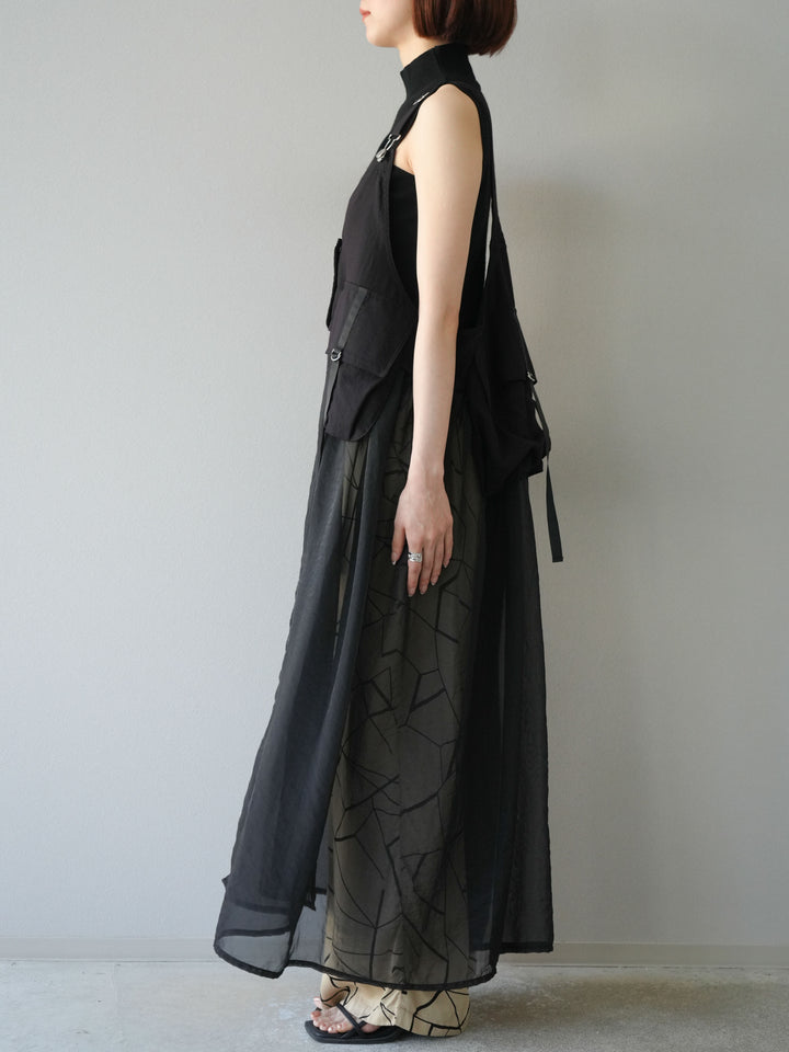 [予約]タクティカルベストオーガンザワンピース/ブラック