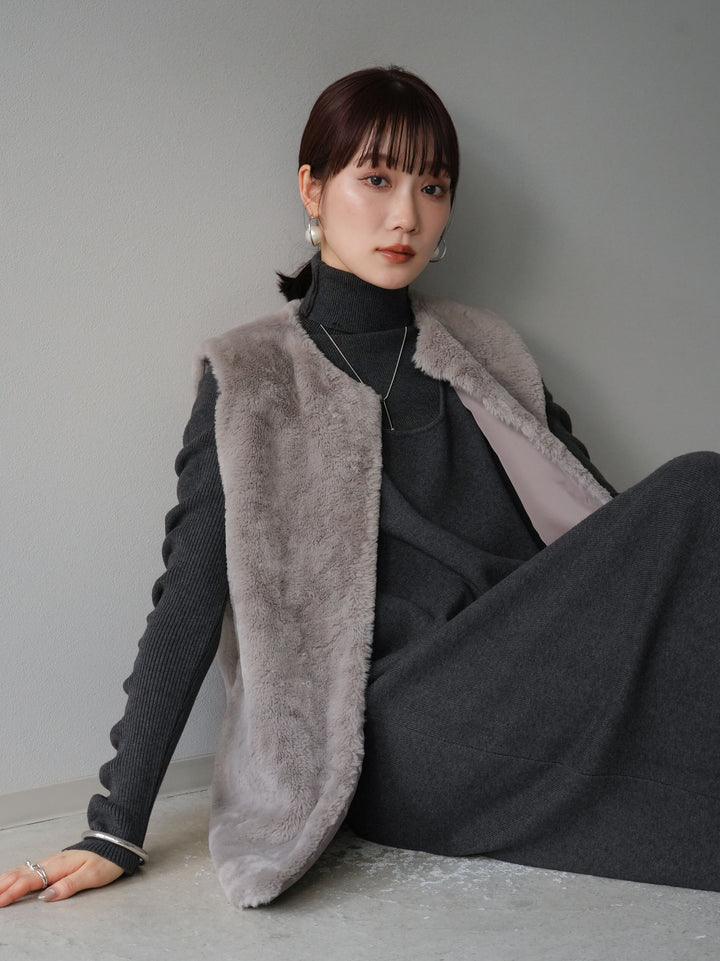 [SET] 設計袖高領針織＆無袖套裝 + 設計袖高領針織＆無袖套裝 (2set)