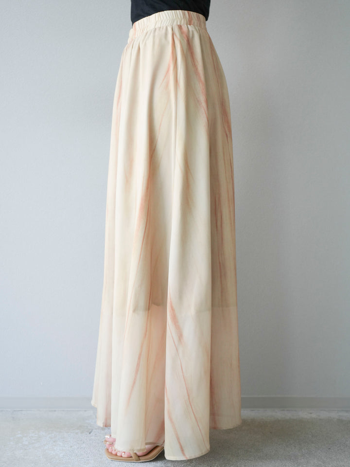 [SET] 細膩花紋V領襯衫＆喇叭裙（2套）