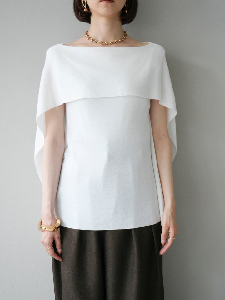 [予約]マントデザインスリットドルマンニット/アイボリー