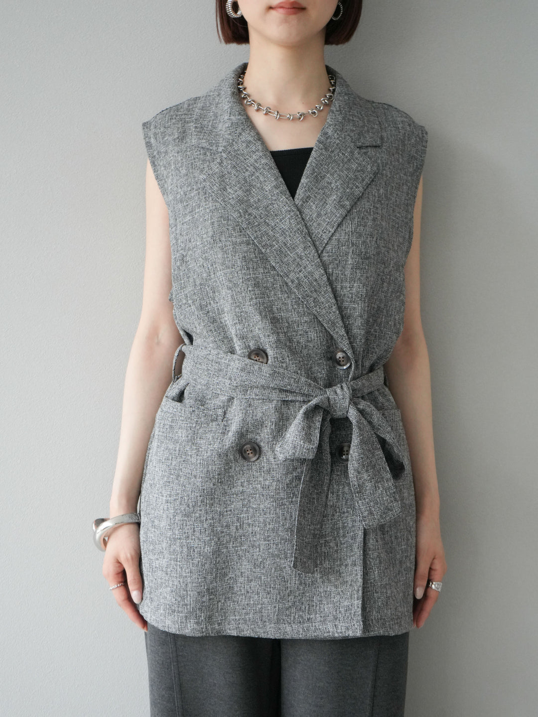 [預購] 混合粗呢背心/黑色