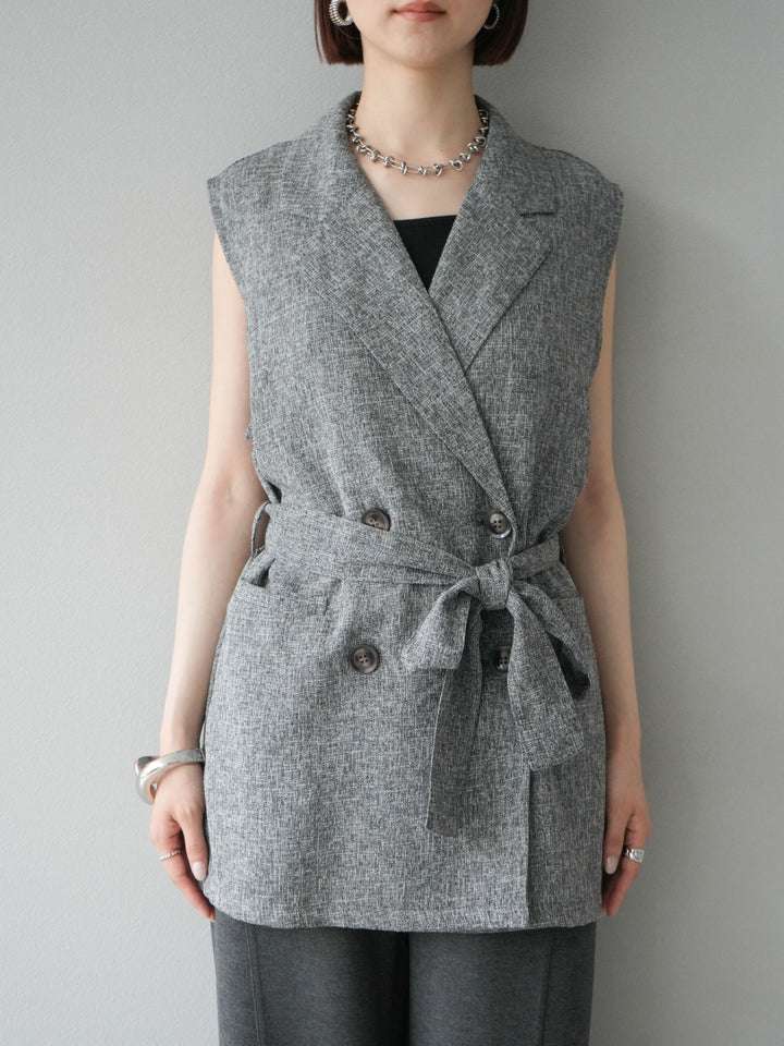 [預購] 混合粗呢背心/黑色