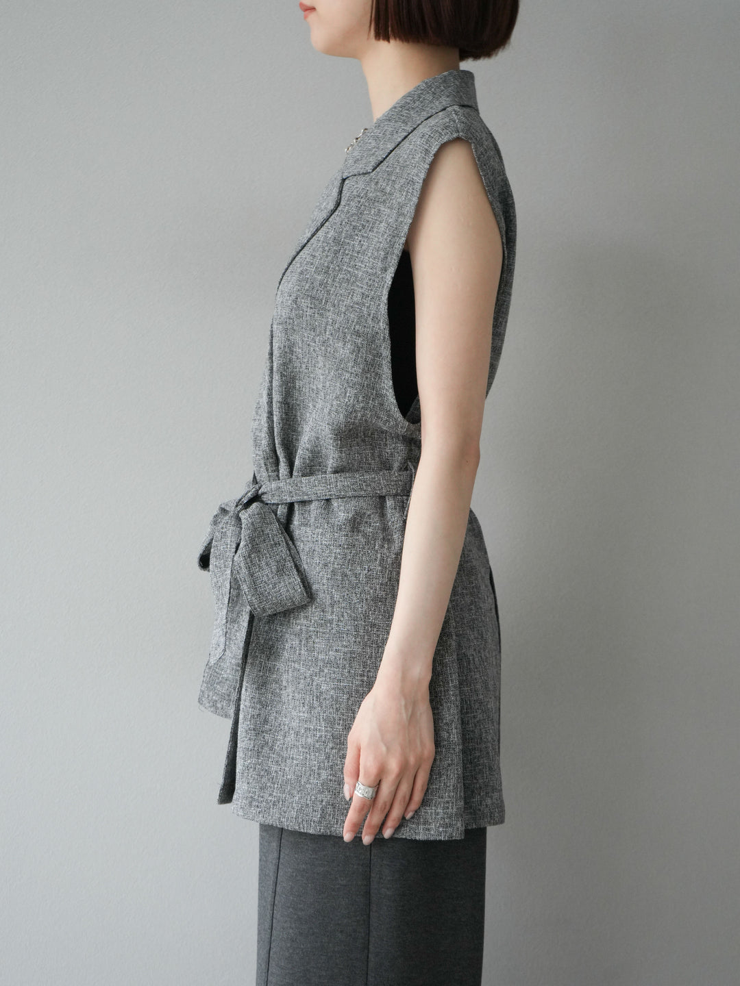 [預購] 混合粗呢背心/黑色