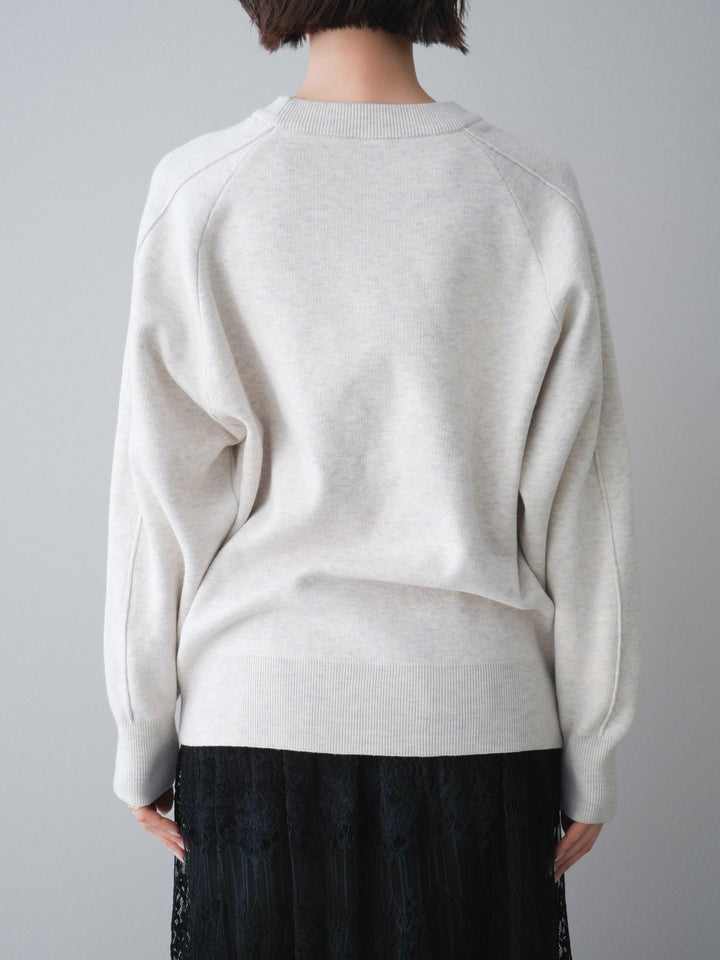 [予約]半ラバープリントロゴスウェットライクニットプルオーバー/oatmeal