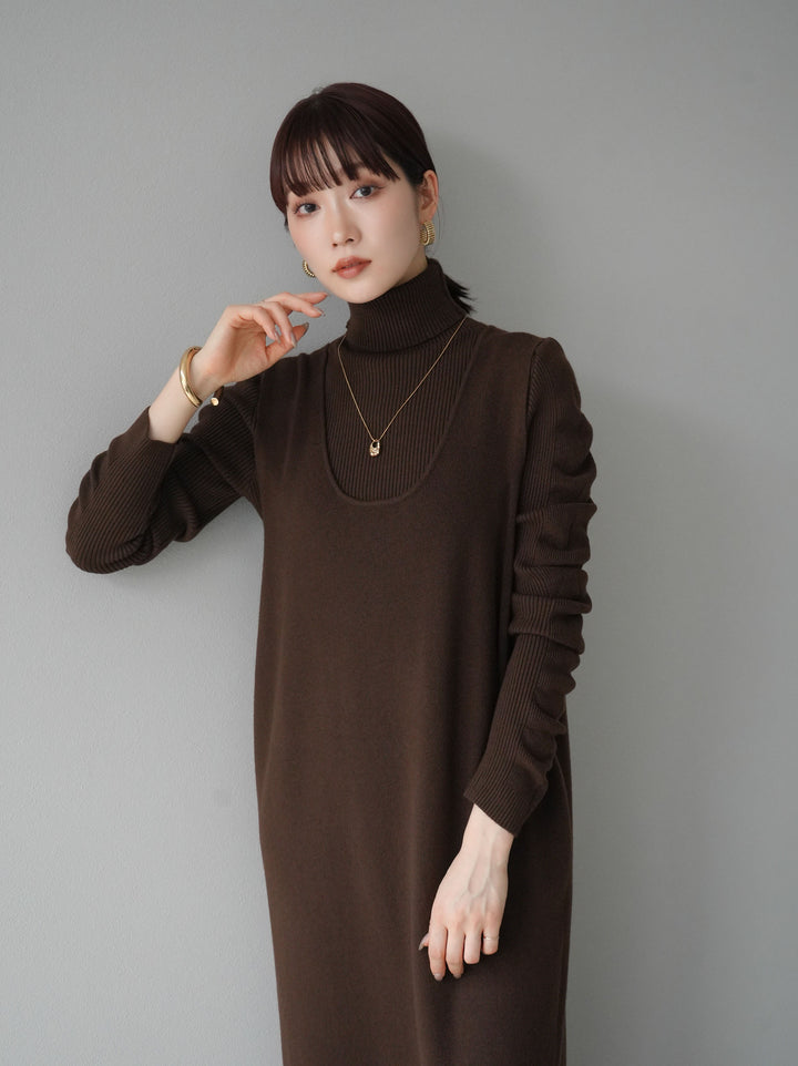 [SET] 設計袖高領針織＆無袖套裝 + 設計袖高領針織＆無袖套裝 (2set)