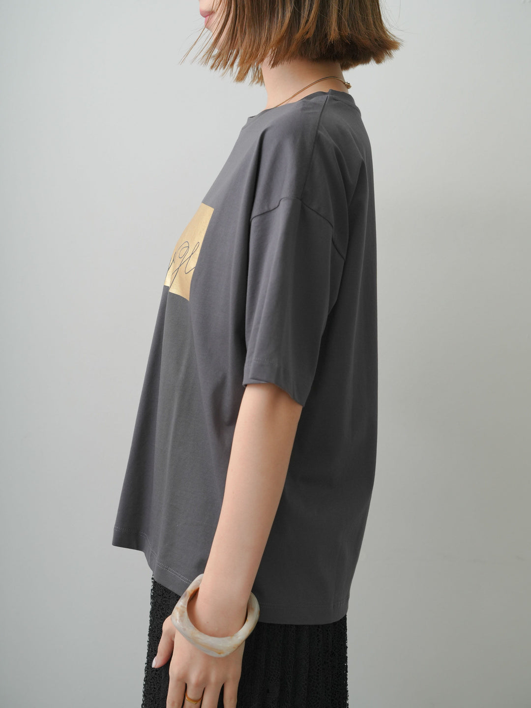 [予約]箔プリントボックスTEE/charcoal