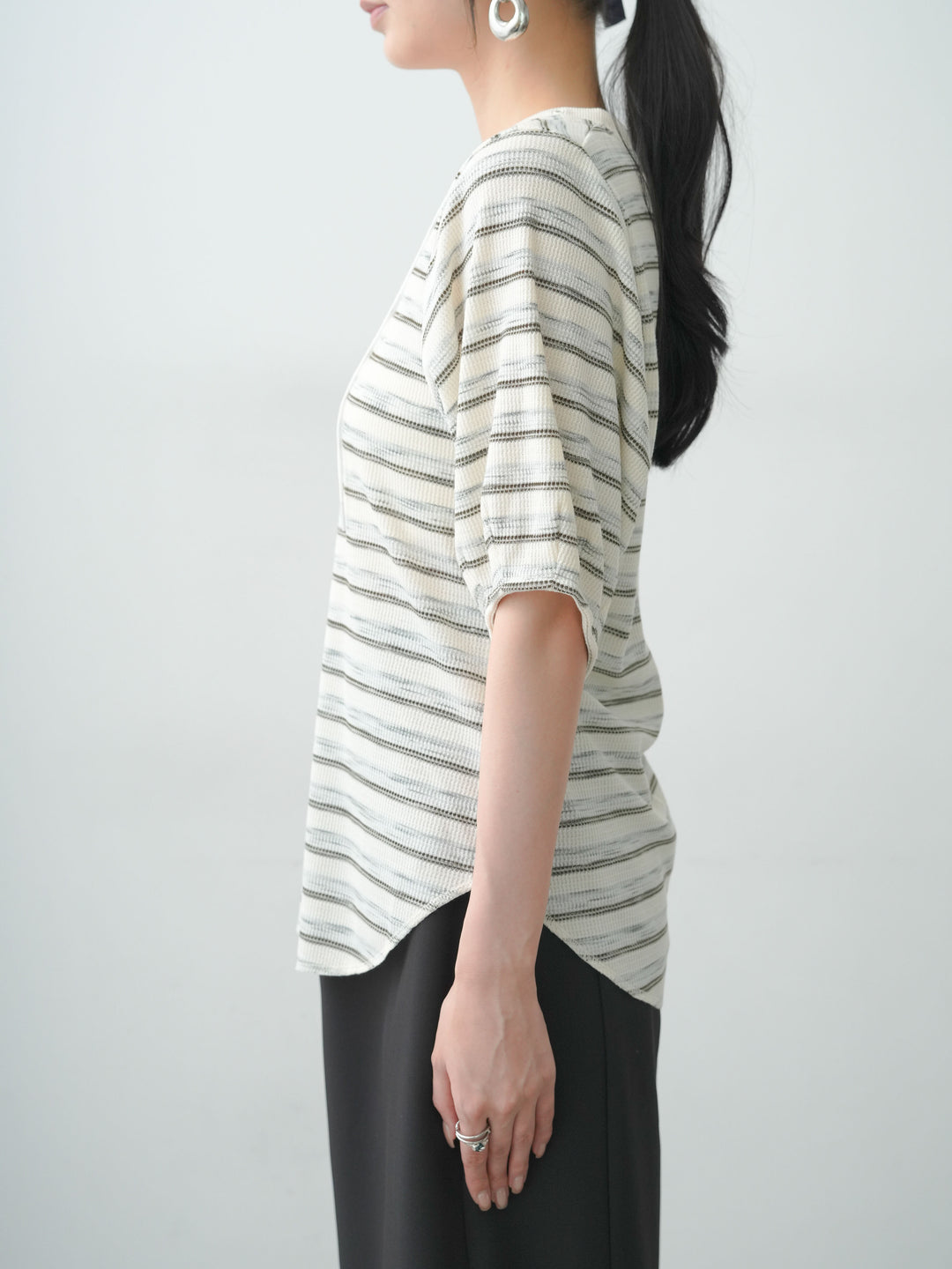 [予約]レースアップワッフルハーフトップス/gray