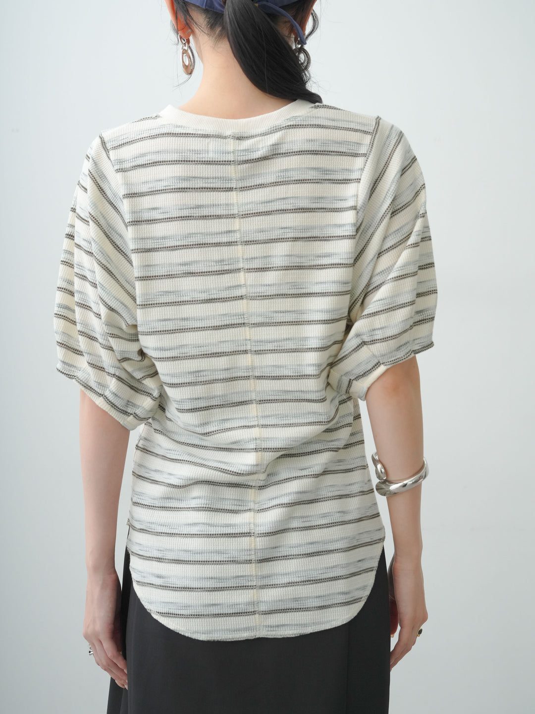 [予約]レースアップワッフルハーフトップス/gray