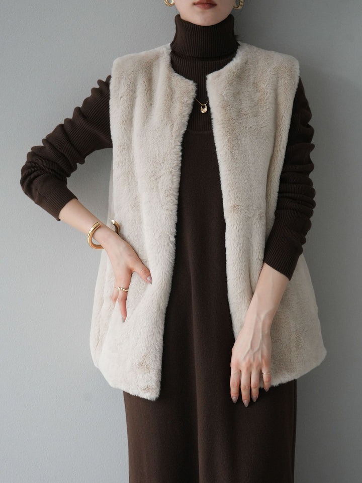 [SET] 設計袖高領針織＆無袖套裝 + 設計袖高領針織＆無袖套裝 (2set)