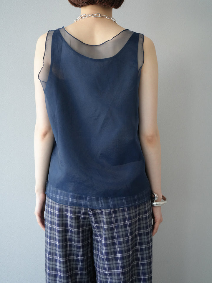 [予約]オーガンジーレイヤードタンクトップ/ネイビー