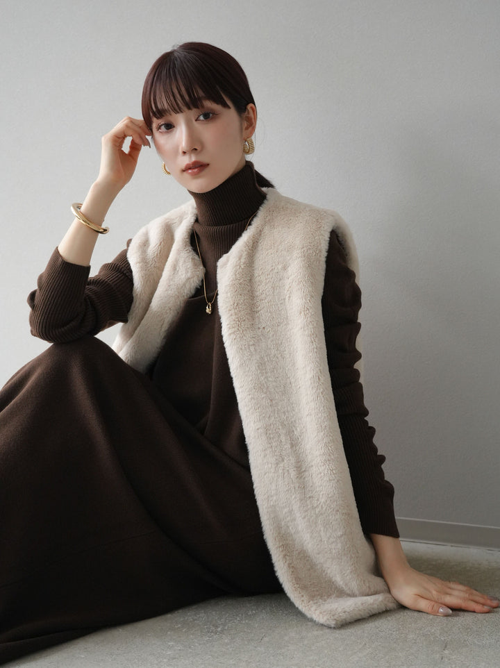 [SET] 設計袖高領針織＆無袖套裝 + 設計袖高領針織＆無袖套裝 (2set)