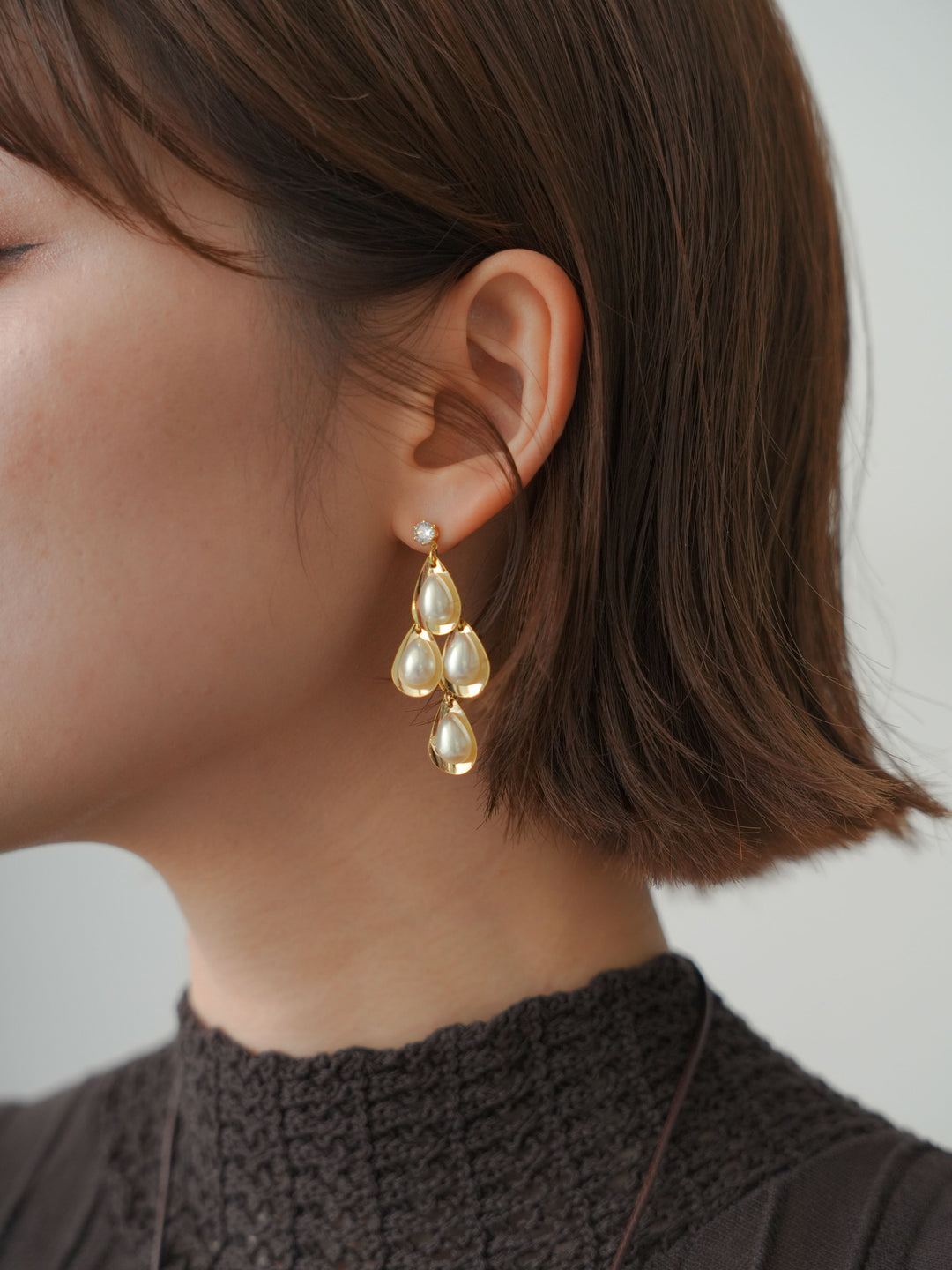 [予約]ティアドロップパールピアス/gold