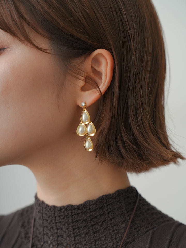 [予約]ティアドロップパールピアス/gold
