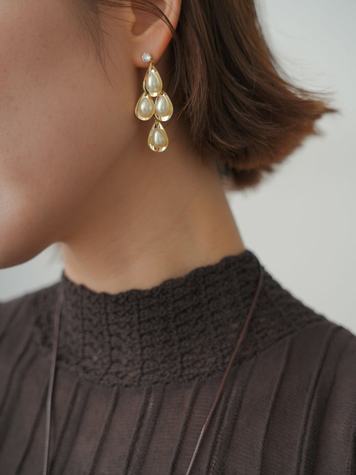 [予約]ティアドロップパールピアス/gold