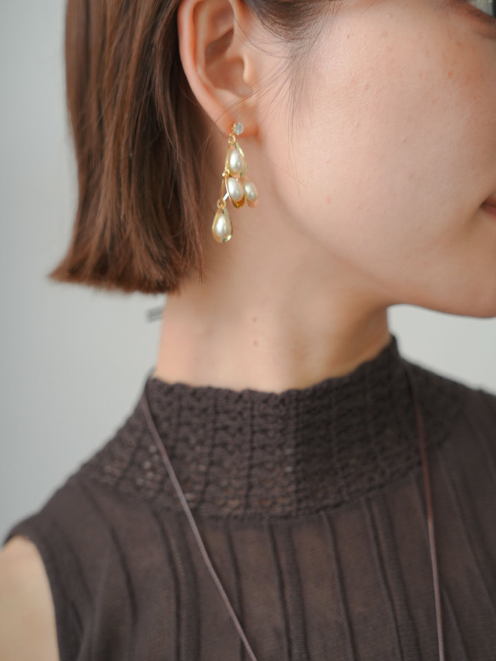[予約]ティアドロップパールピアス/gold