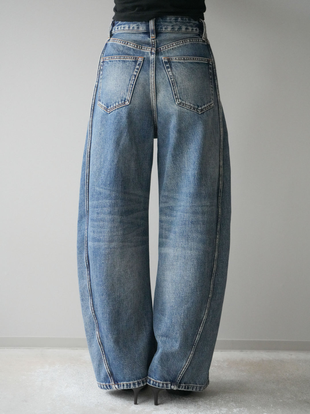 [予約]サイド切替カーブデニムパンツ/blue