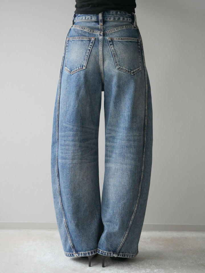 [予約]サイド切替カーブデニムパンツ/blue