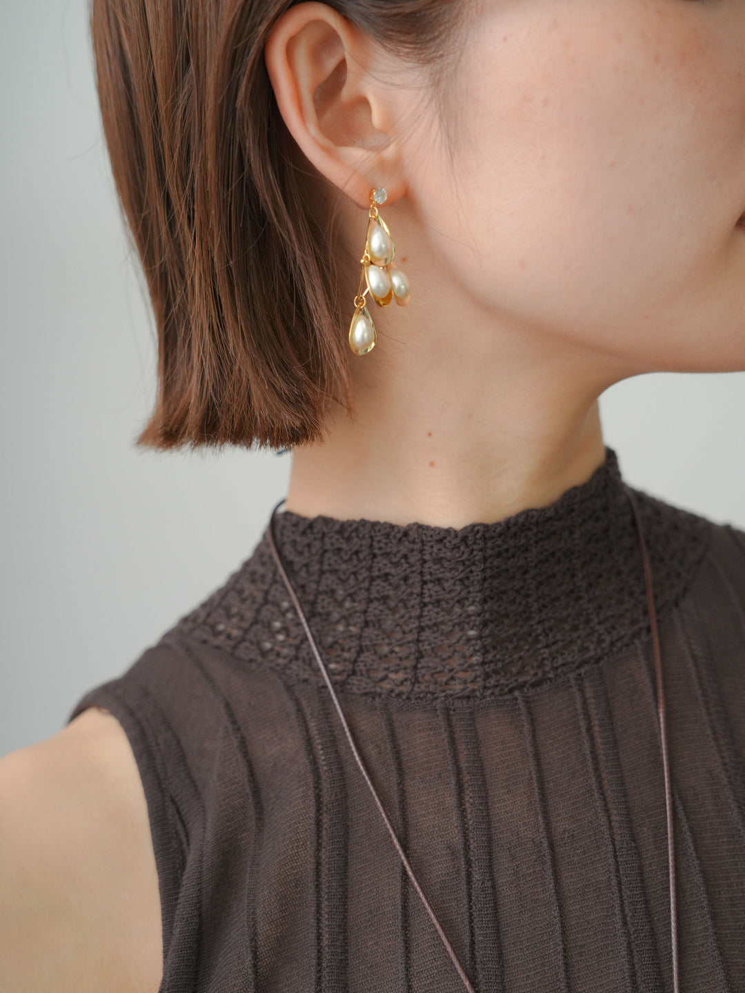 [予約]ティアドロップパールピアス/gold