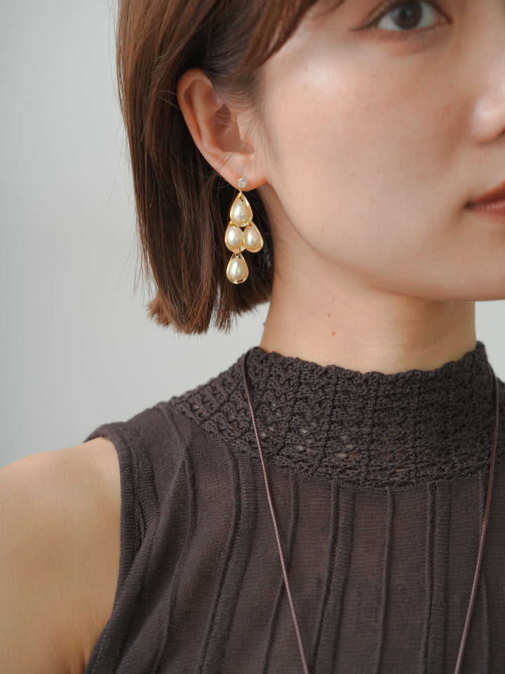 [予約]ティアドロップパールピアス/gold