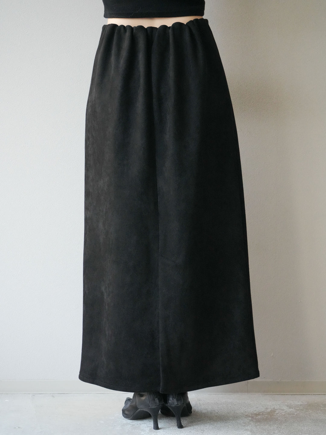 【預訂】羊毛觸感喇叭中大衣/黑色