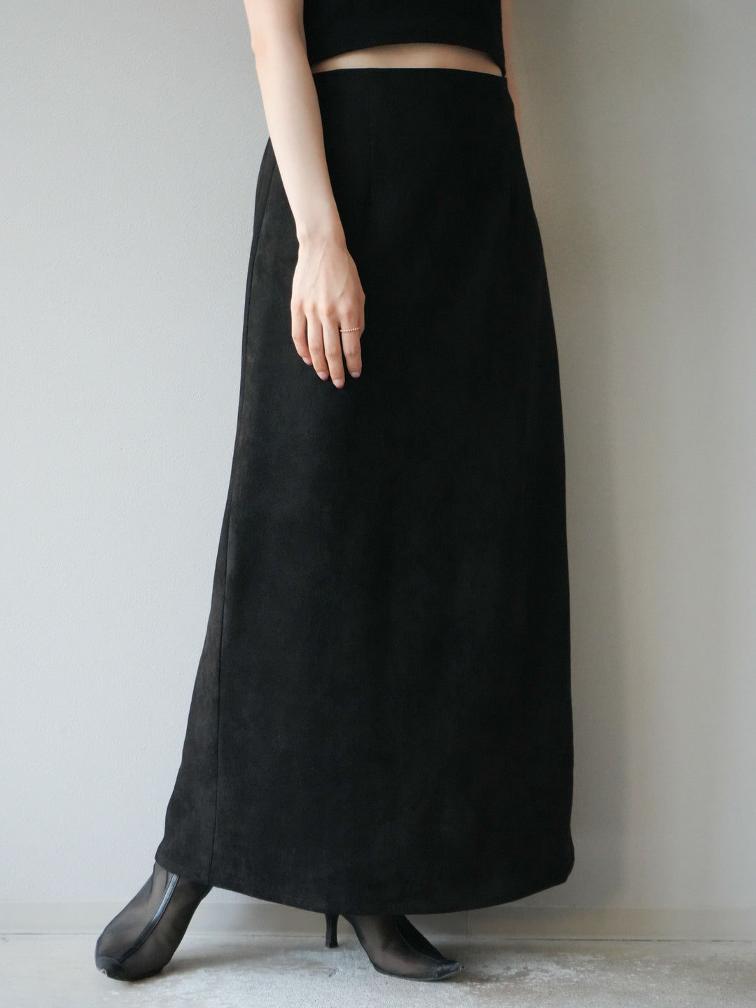 【預訂】羊毛觸感喇叭中大衣/黑色