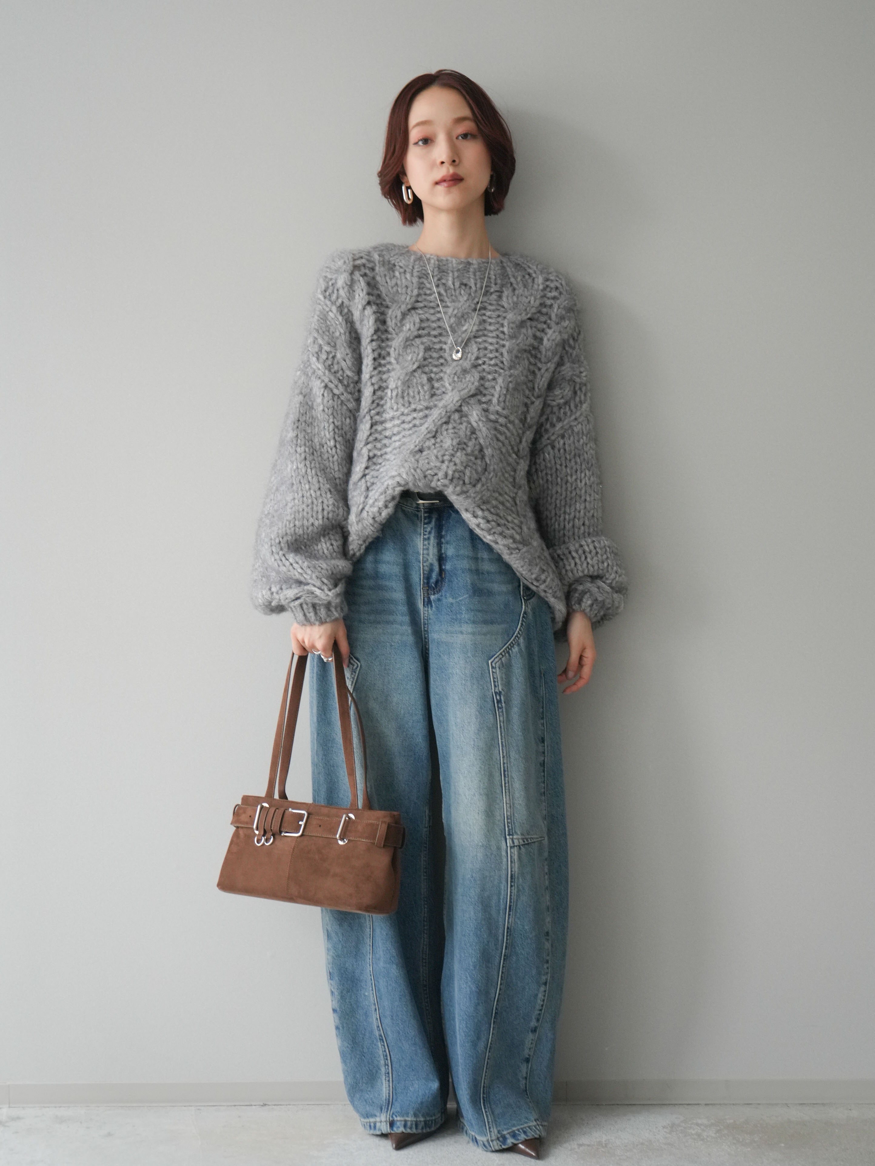 予約]ベルト付3Dカーブデニムパンツ/blue – Lumier