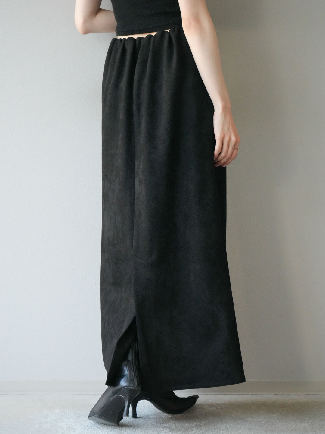 【預訂】羊毛觸感喇叭中大衣/黑色