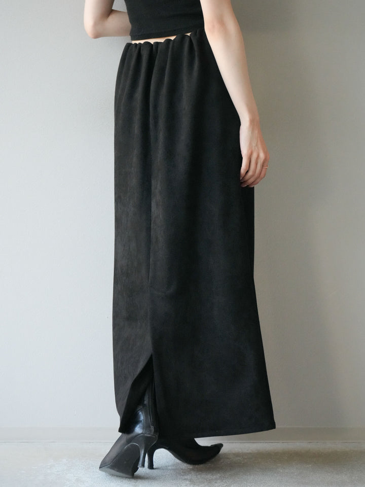 【預訂】羊毛觸感喇叭中大衣/黑色