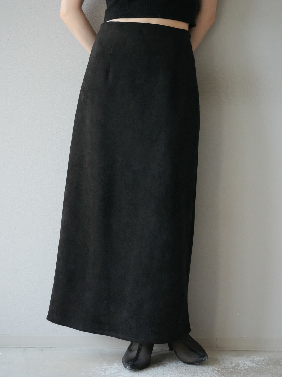 【預訂】羊毛觸感喇叭中大衣/黑色