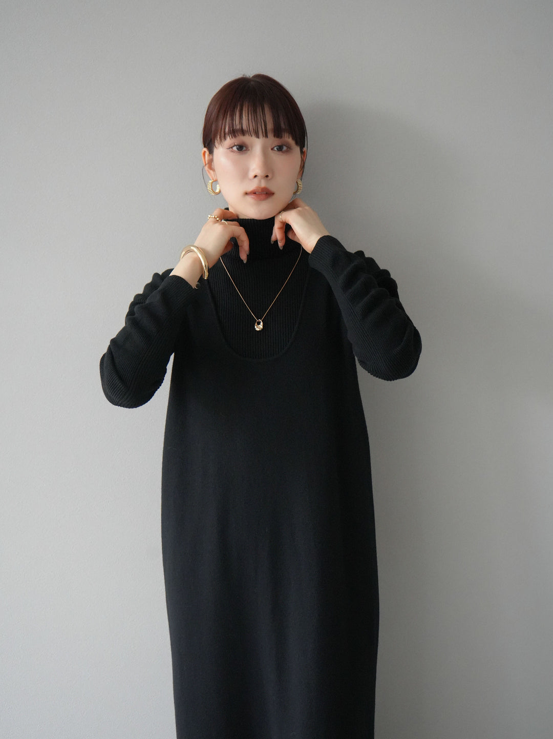 [SET] 設計袖高領針織＆無袖套裝 + 設計袖高領針織＆無袖套裝 (2set)