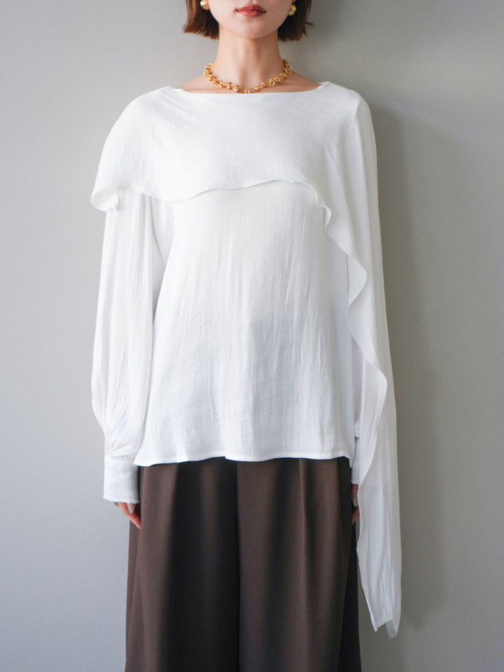 [予約]シルキードレープブラウス/white
