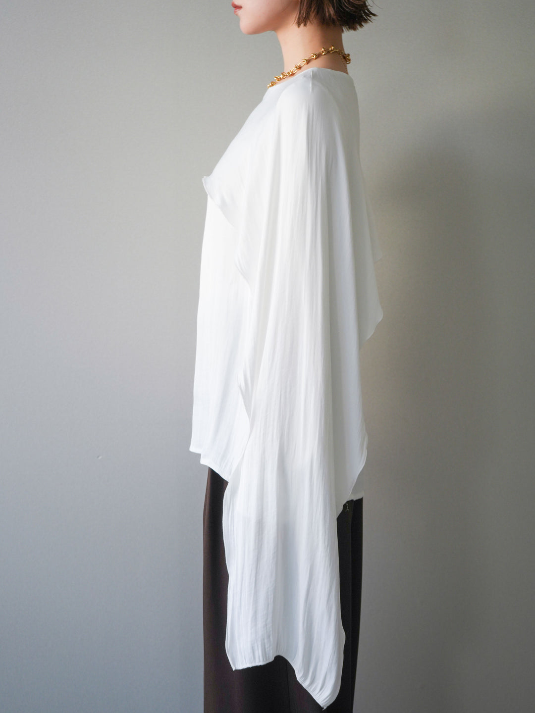 [予約]シルキードレープブラウス/white