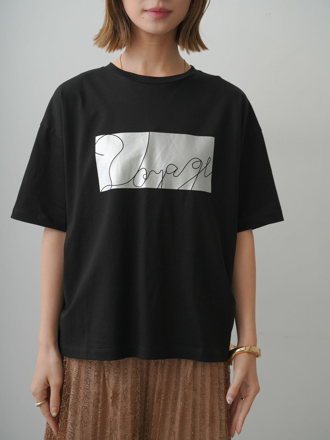 [予約]箔プリントボックスTEE/black