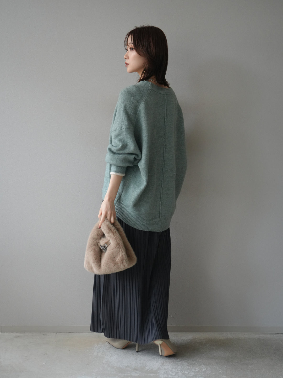 [予約]プリーツIラインスカート/charcoal