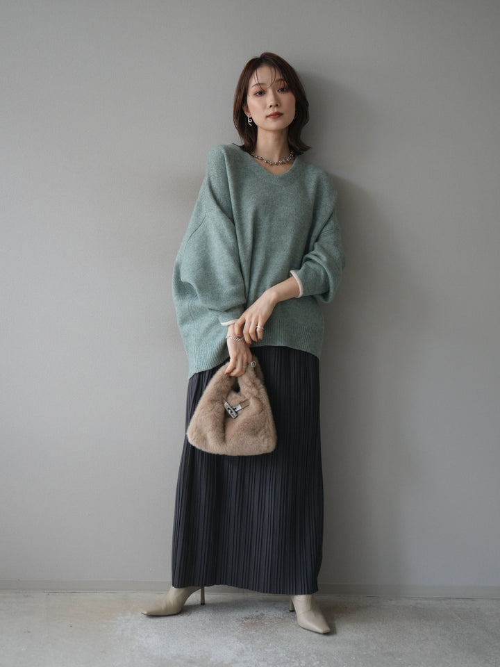 [予約]プリーツIラインスカート/charcoal