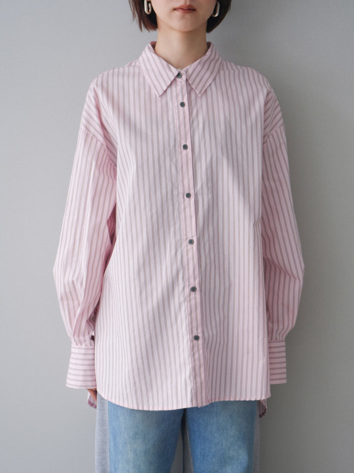 [予約]2wayルーズストライプシャツ/pink