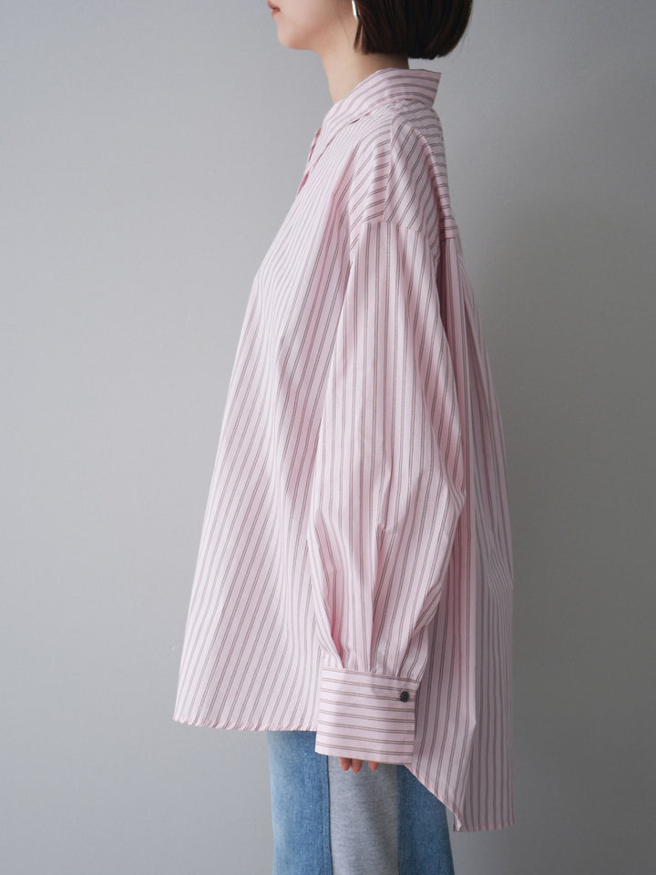 [予約]2wayルーズストライプシャツ/pink