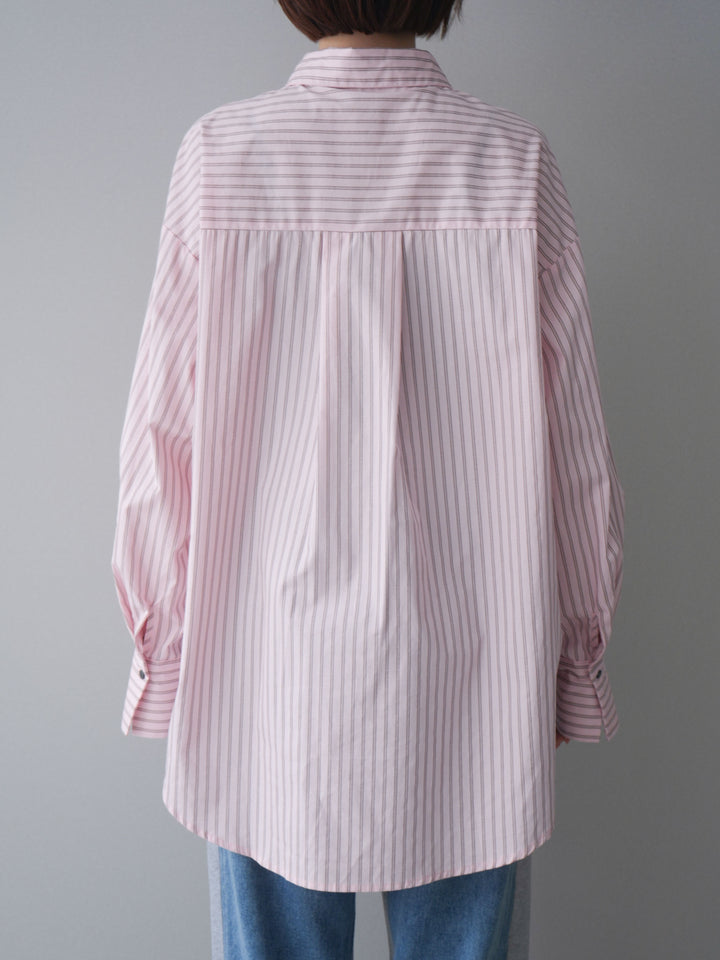 [予約]2wayルーズストライプシャツ/pink
