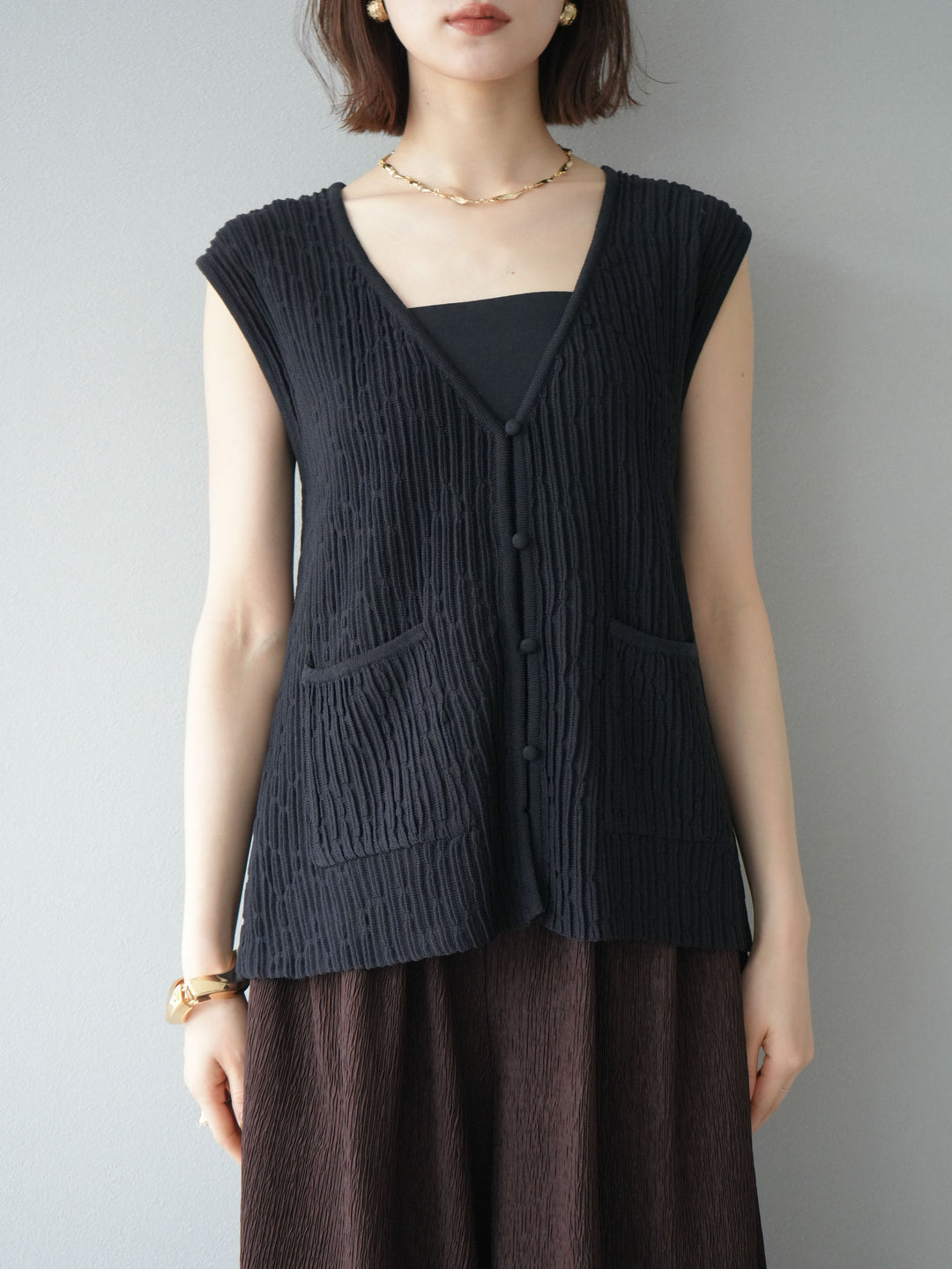 [預購] 波夏針織背心/黑色