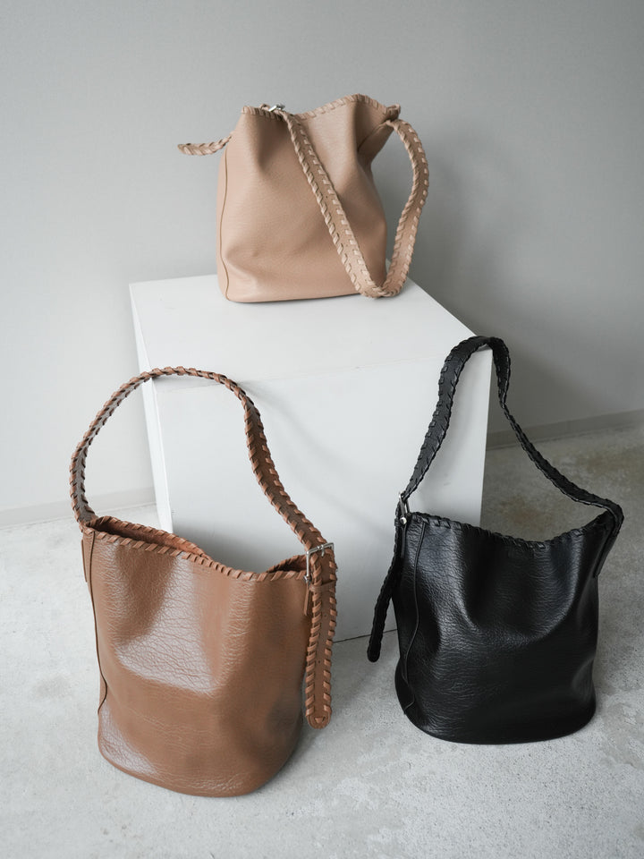 [予約]ステッチワンハンドル合皮トートBAG/khaki