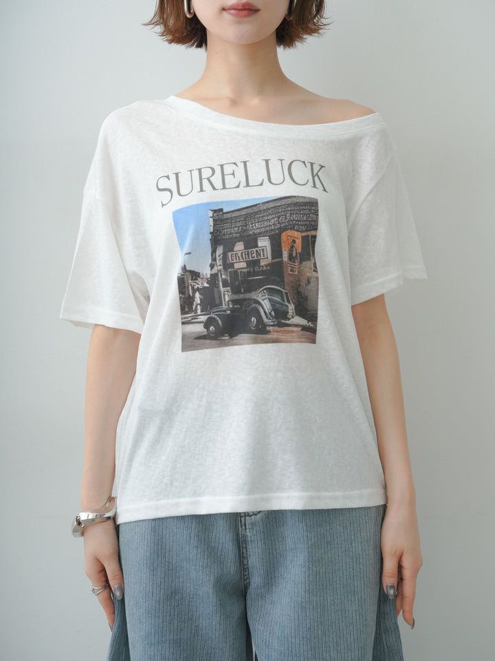 [予約]ワイドネックプリントTEE/white