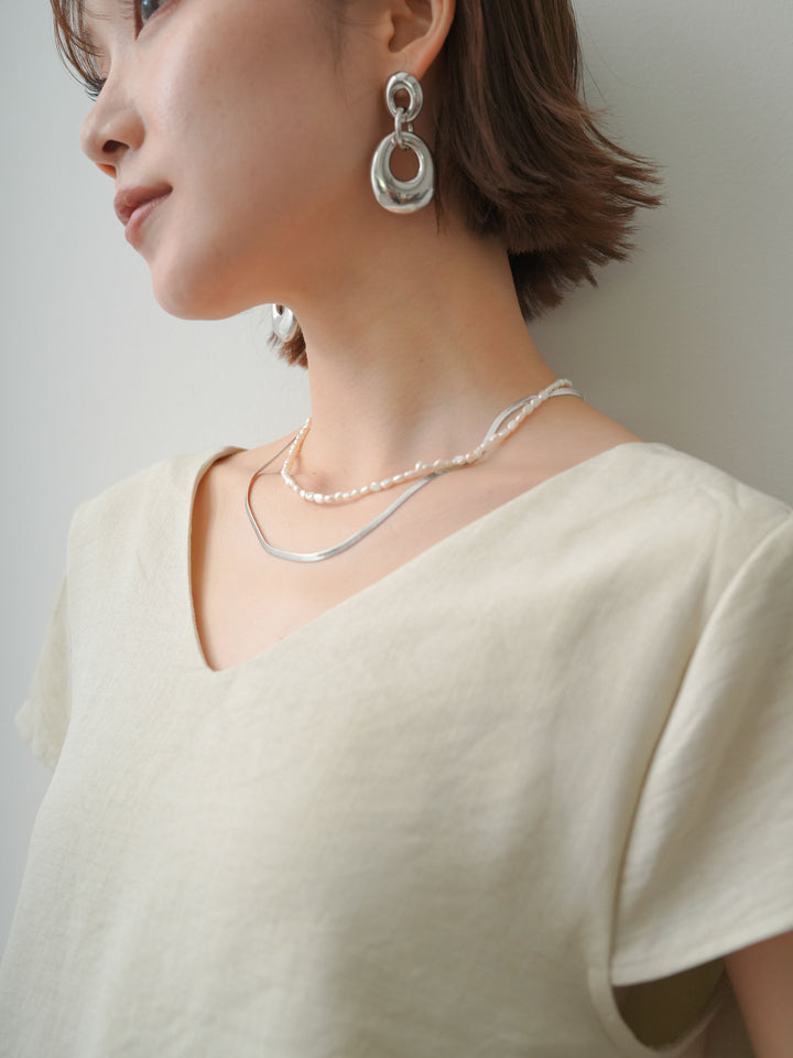 [予約]ボリュームオーバルリンクピアス/silver