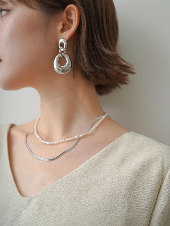[予約]ボリュームオーバルリンクピアス/silver