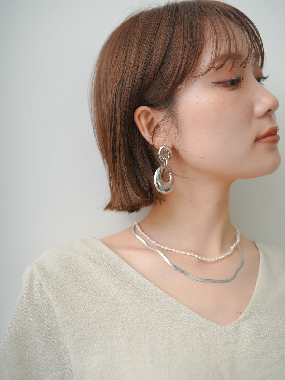 [予約]ボリュームオーバルリンクピアス/silver