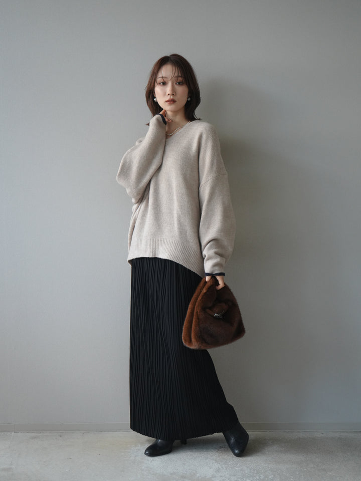[予約]プリーツIラインスカート/black