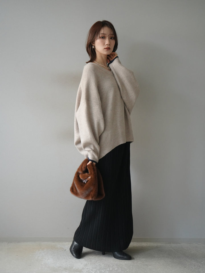 [予約]プリーツIラインスカート/black